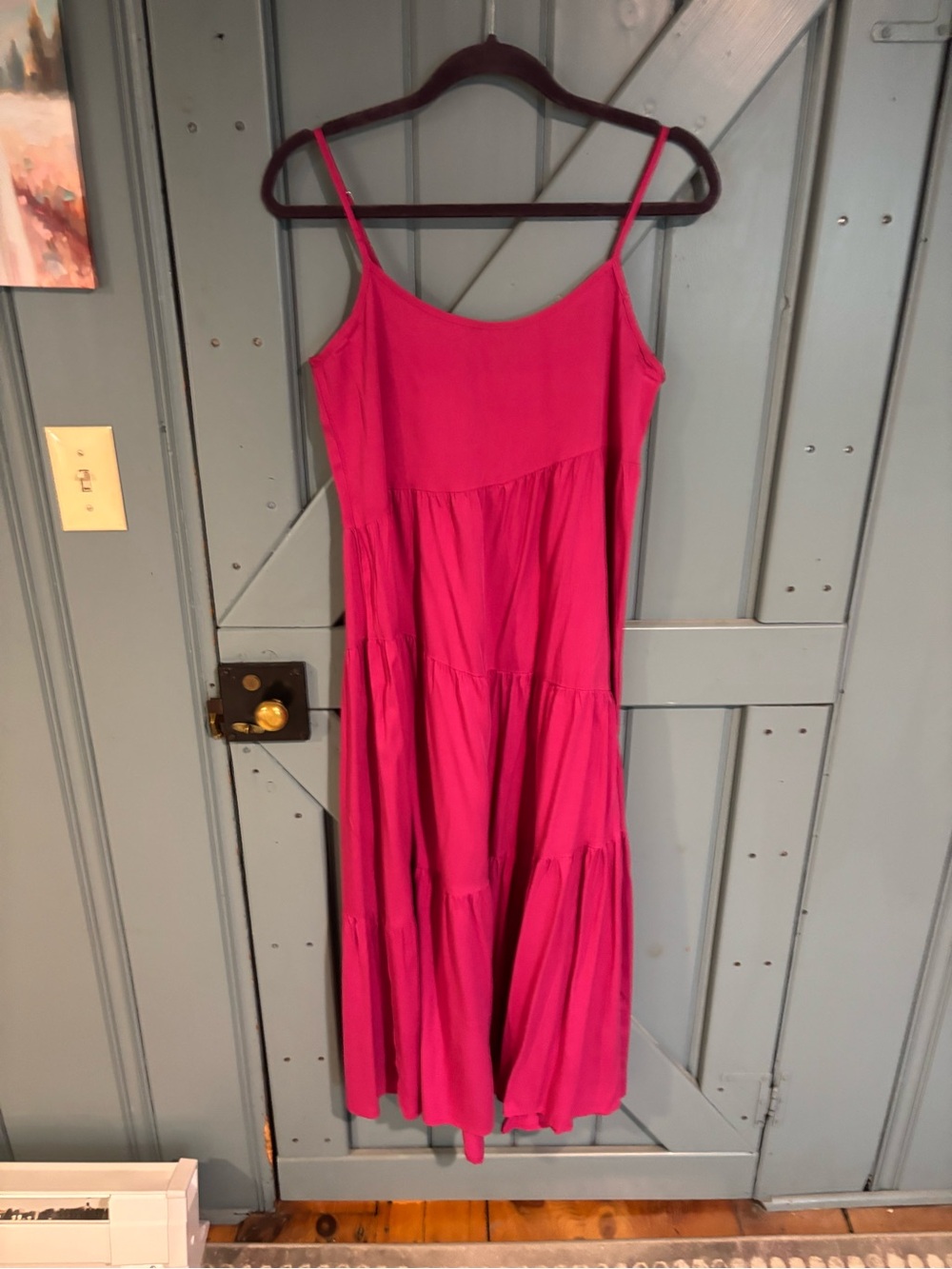 Women’s Pink Spaghetti-Strap Tiered Dress
